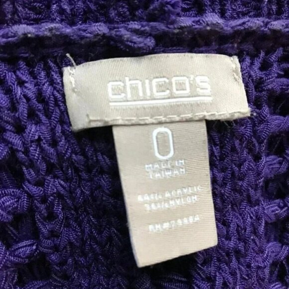 CHICO'S Purple Short Sleeve Open Knit Cardigan Size 0 SMALL - Picture 5 of 7